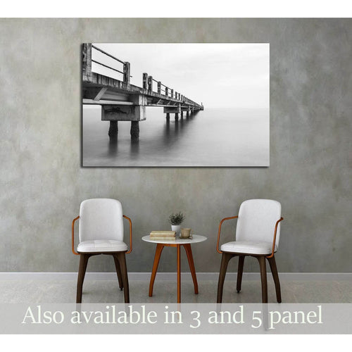 Abandoned Jetty, Long Exposure Black And White №3173 Ready to Hang Canvas Print