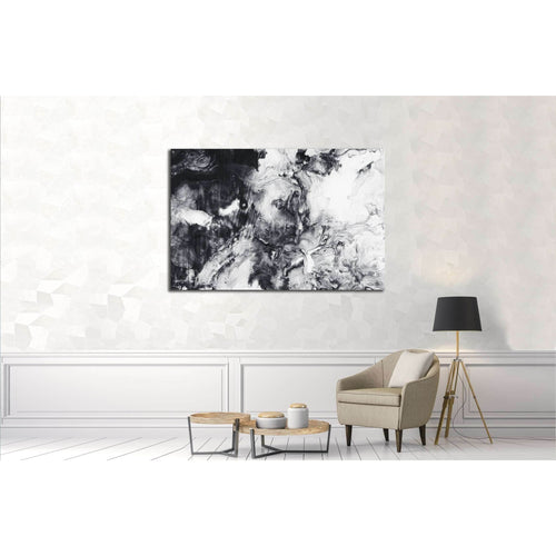 Abstract hand painted black and white background, acrylic painting on canvas, wallpaper, texture №2565 Ready to Hang Canvas Print