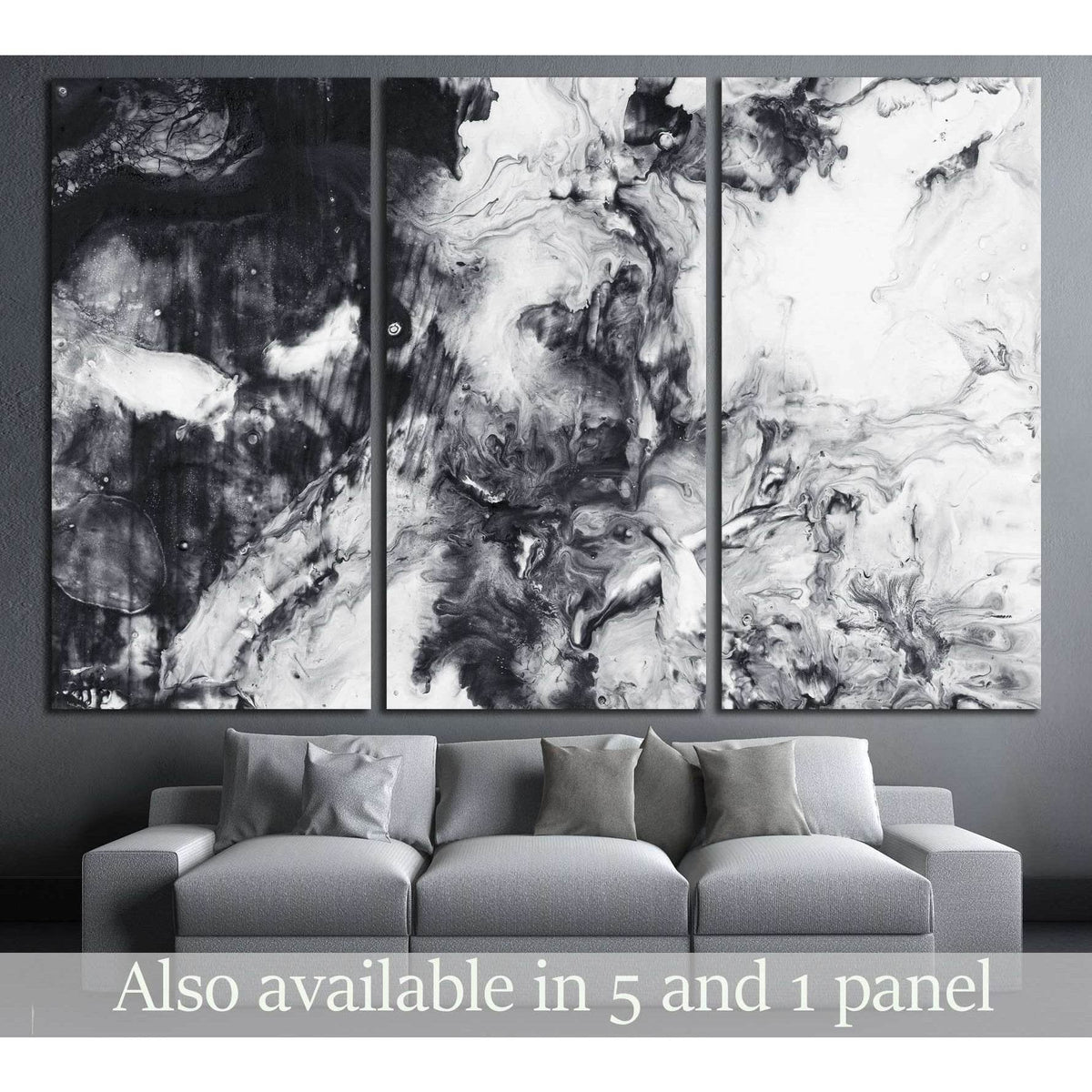 Abstract hand painted black and white background, acrylic