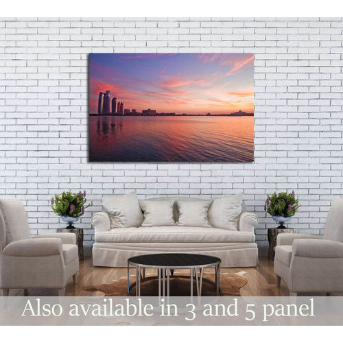 Abu Dhabi skyline at the sunset №2964 Ready to Hang Canvas Print