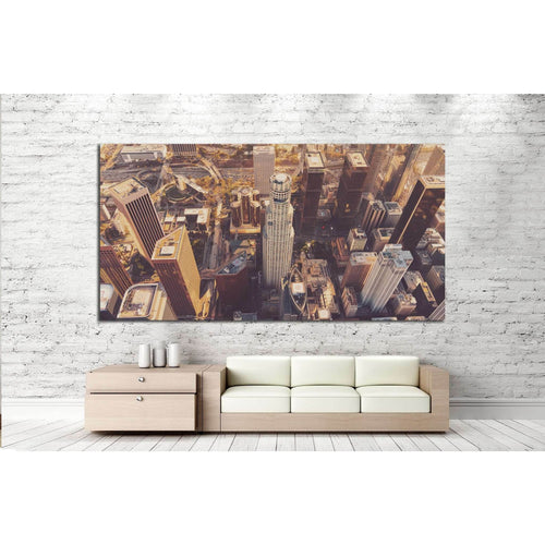 Aerial view of a Downtown Los Angeles at sunset №1271 Ready to Hang Canvas Print