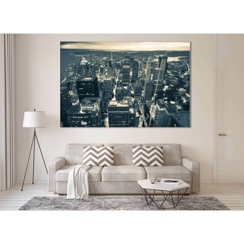 Aerial View of Seattle №3013 Ready to Hang Canvas Print