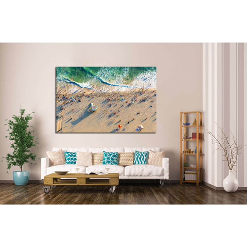 Aerial view of the beach in Santa Monica, CA №2003 Ready to Hang Canvas Print