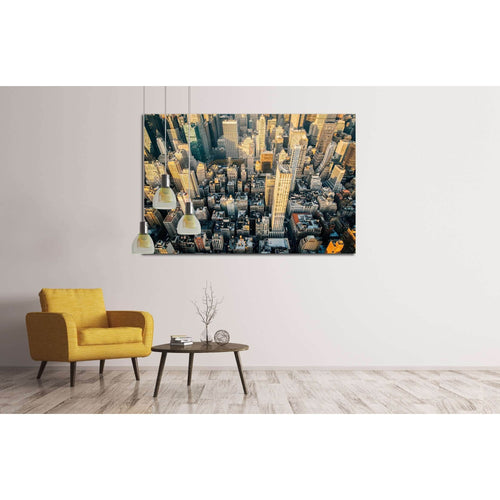 Aerial view of the New York City skyline near Midtown at sunset №2959 Ready to Hang Canvas Print