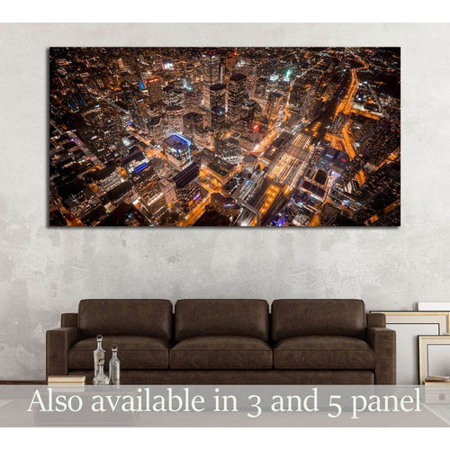 Aerial view of Toronto city at night №2060 Ready to Hang Canvas Print