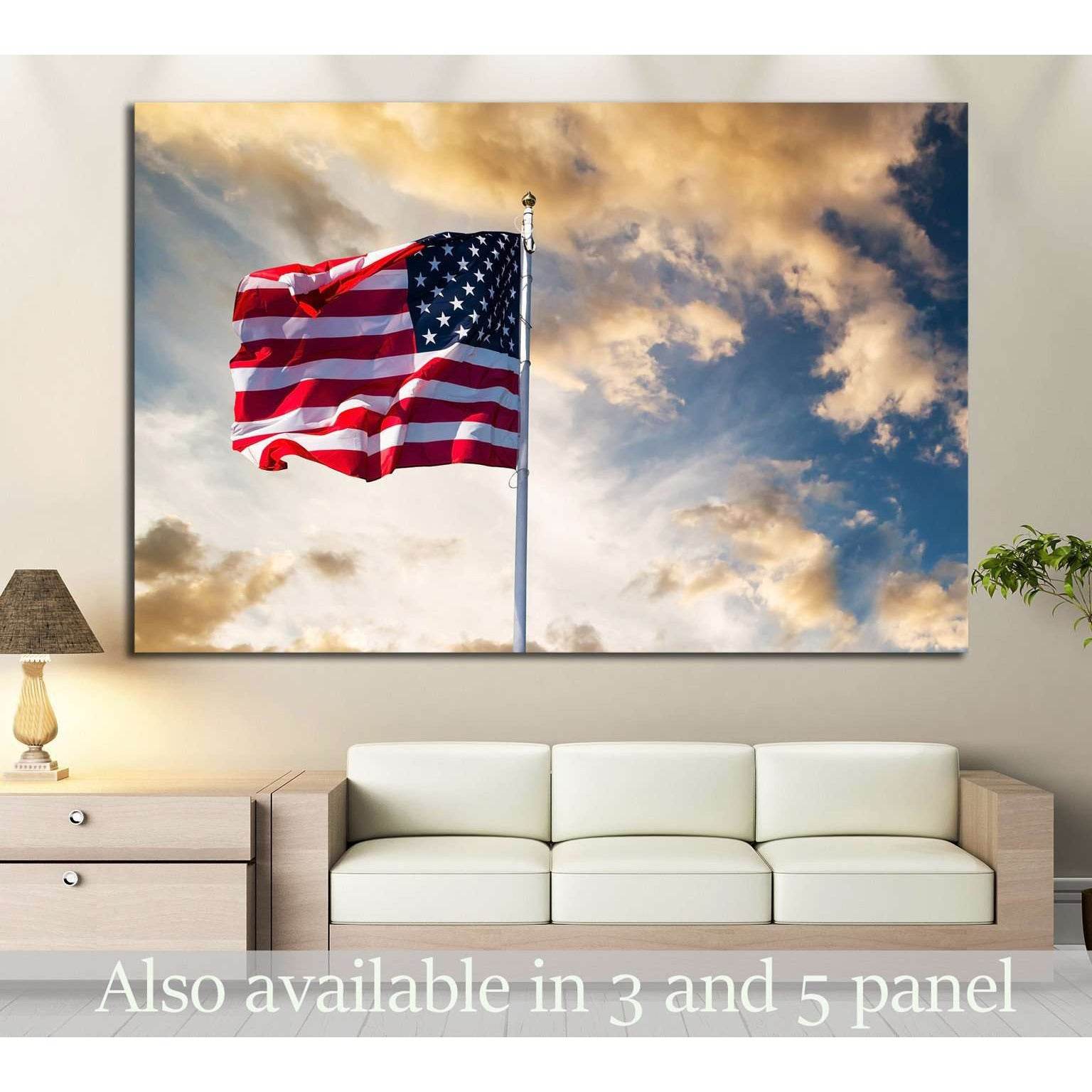 American flag waving №1295 - canvas print wall art by Zellart