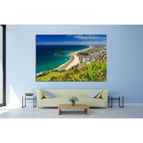 Beach with Blue Sky Landscape, Tauranga City, North Island, New Zealand №2847 Ready to Hang Canvas Print