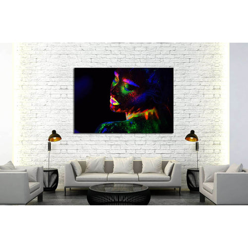 Beautiful extraterrestrial model woman in neon light. №2759 Ready to Hang Canvas Print