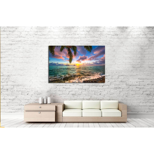 Beautiful Lanikai, Kailua Sunrise in Hawaii №3072 Ready to Hang Canvas Print