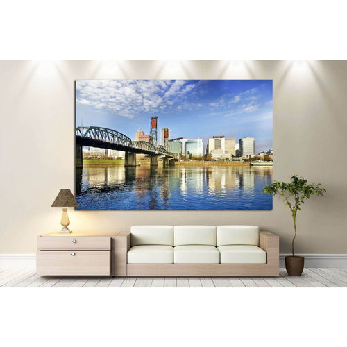 Beautiful portland skyline №782 Ready to Hang Canvas Print