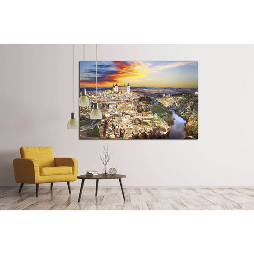 beautiful sunset over old Toledo, Spain №1694 Ready to Hang Canvas Print