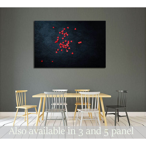 Beautiful valentines day background with red hearts on black background №3019 Ready to Hang Canvas Print