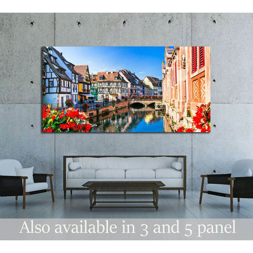 Beautiful view of colorful romantic city Colmar, France, Alsace №3052 Ready to Hang Canvas Print