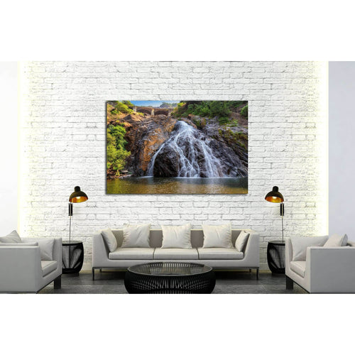 Beautiful view of the Dudhsagar waterfall in Goa, India №3092 Ready to Hang Canvas Print