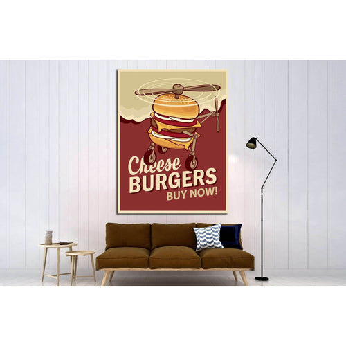 Big Burger On Wheels №4522 Ready to Hang Canvas Print