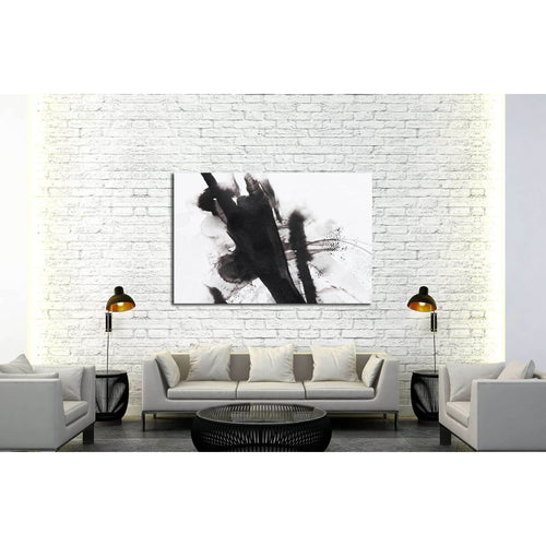 black and white abstract brush painting №3062 Ready to Hang Canvas Print