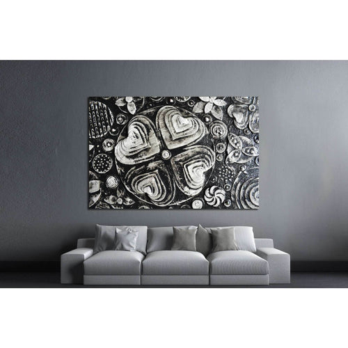 Black and white grunge flowers painting №1350 Ready to Hang Canvas Print