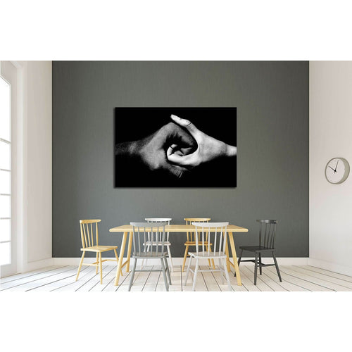 black and white hands holding together №2777 Ready to Hang Canvas Print