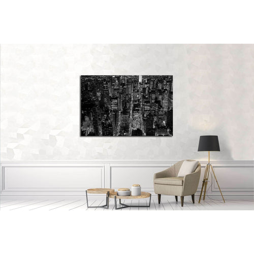 black and white scene of new york city skyline cityscape background №3047 Ready to Hang Canvas Print