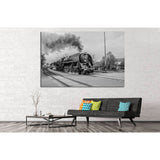 Black and White Train №233 Ready to Hang Canvas Print