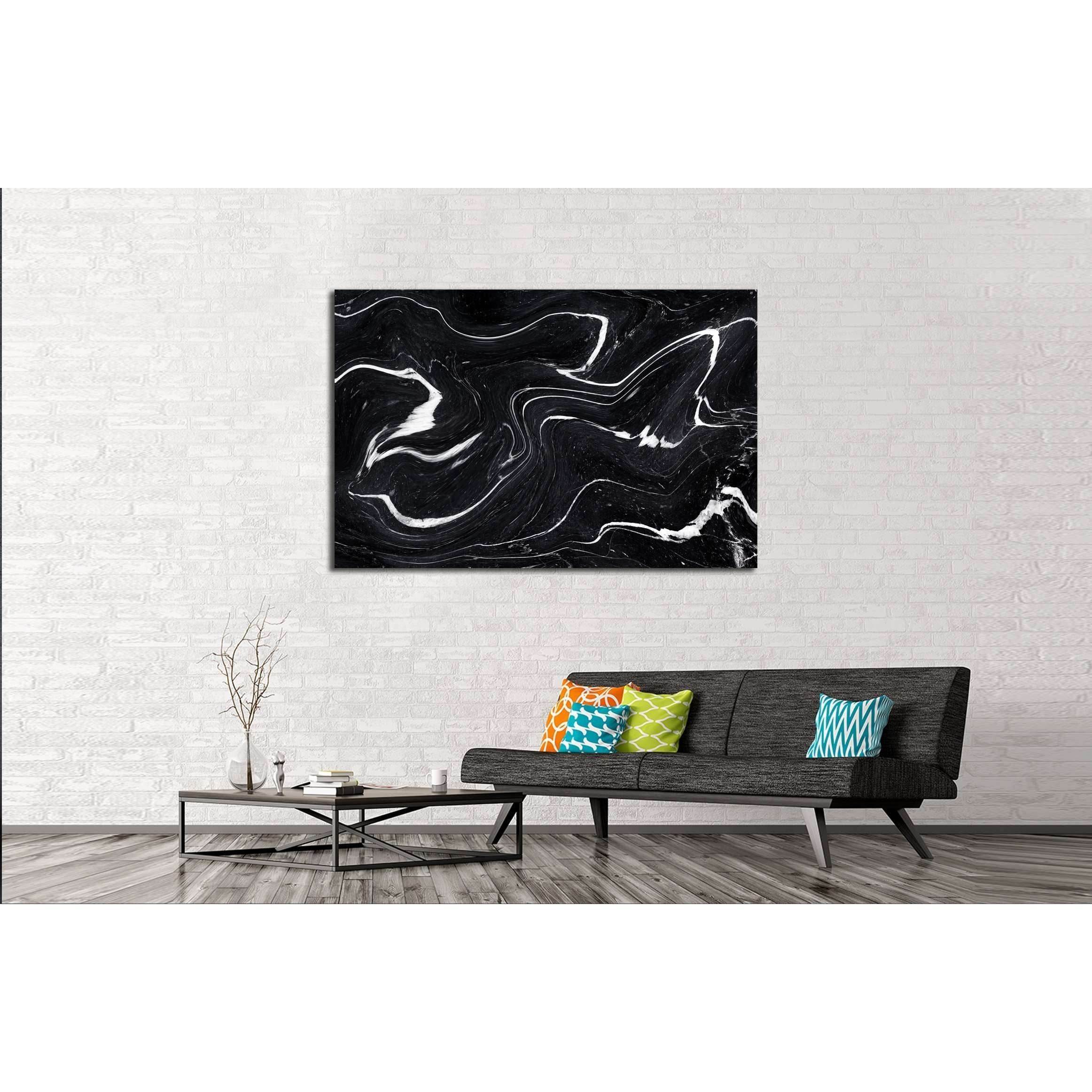 Black Marble Ink Texture Acrylic Painted Waves Texture Background 257 Zellart Canvas Prints