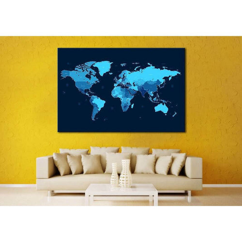 Blue World Map №104 Ready to Hang Canvas Print