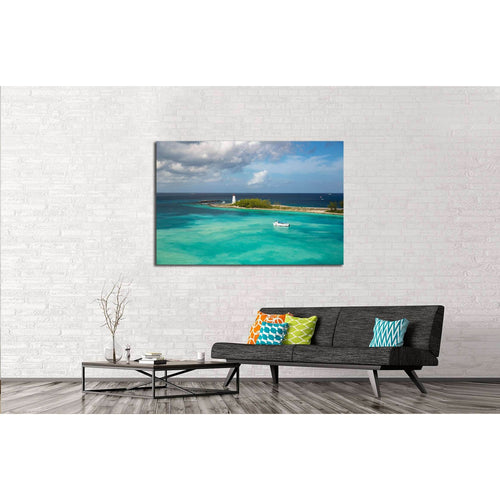 Boat. Lighthouse. Paradise Island. Nassau. Bahamas №3104 Ready to Hang Canvas Print