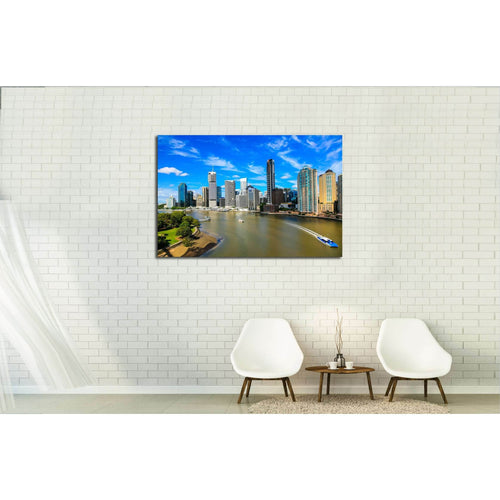 Brisbane River and City №3008 Ready to Hang Canvas Print