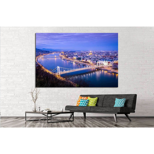 Budapest cityscape, Gellert Hill, Hungary №1201 Ready to Hang Canvas Print