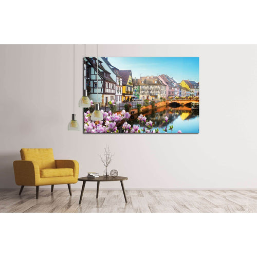 canal of Colmar, most famous town of Alsace at spring day, France №2387 Ready to Hang Canvas Print