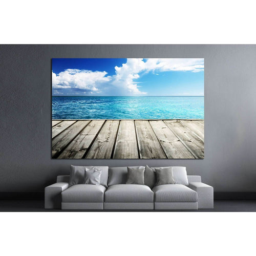 Caribbean sea and wooden platform №1394 Ready to Hang Canvas Print