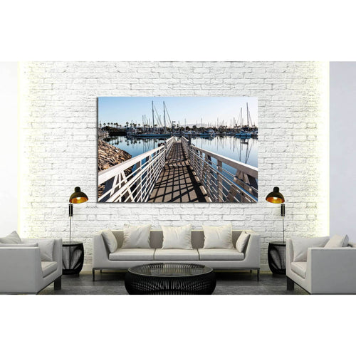 Chula Vista Bayfront park boat launch ramp with boats moored in marina №2105 Ready to Hang Canvas Print