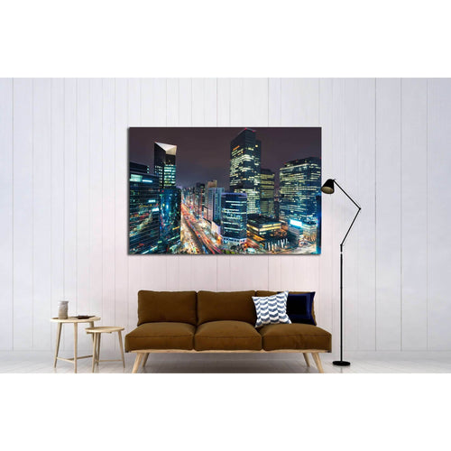 City lights in the Gangnam district of Seoul, South Korea №2163 Ready to Hang Canvas Print