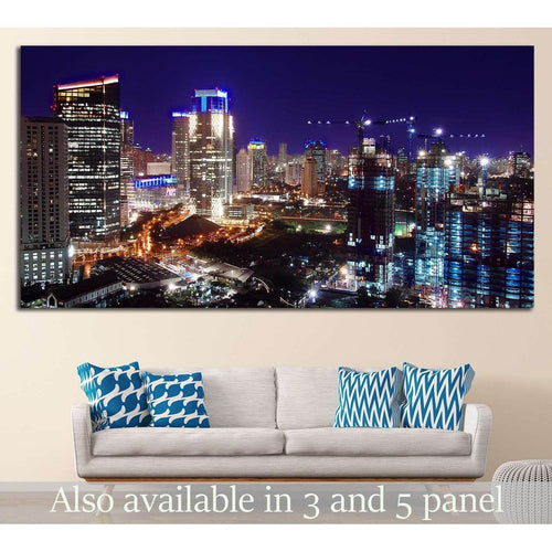 cityscape of jakarta at night №1153 Ready to Hang Canvas Print