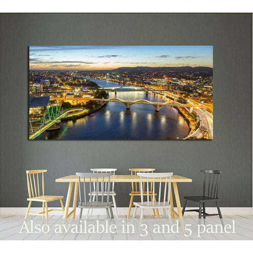 Cityscape Skyline at Twilight Dusk in Summer, Queensland, Australia №2295 Ready to Hang Canvas Print