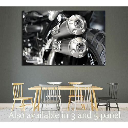 Closeup of exhaust or intake of racing motorcycle №1887 Ready to Hang Canvas Print