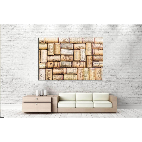 Closeup pattern background of many different wine corks №1917 Ready to Hang Canvas Print