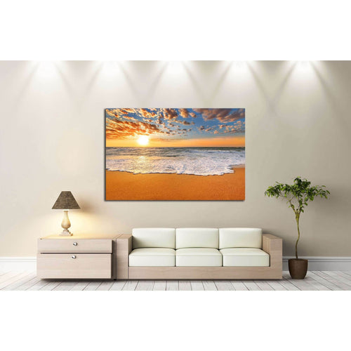 Colorful ocean beach sunrise №3109 Ready to Hang Canvas Print