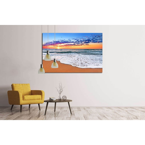 Colorful ocean beach sunrise. №3085 Ready to Hang Canvas Print