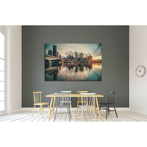 Colorful Sunrise in Brisbane №2724 Ready to Hang Canvas Print