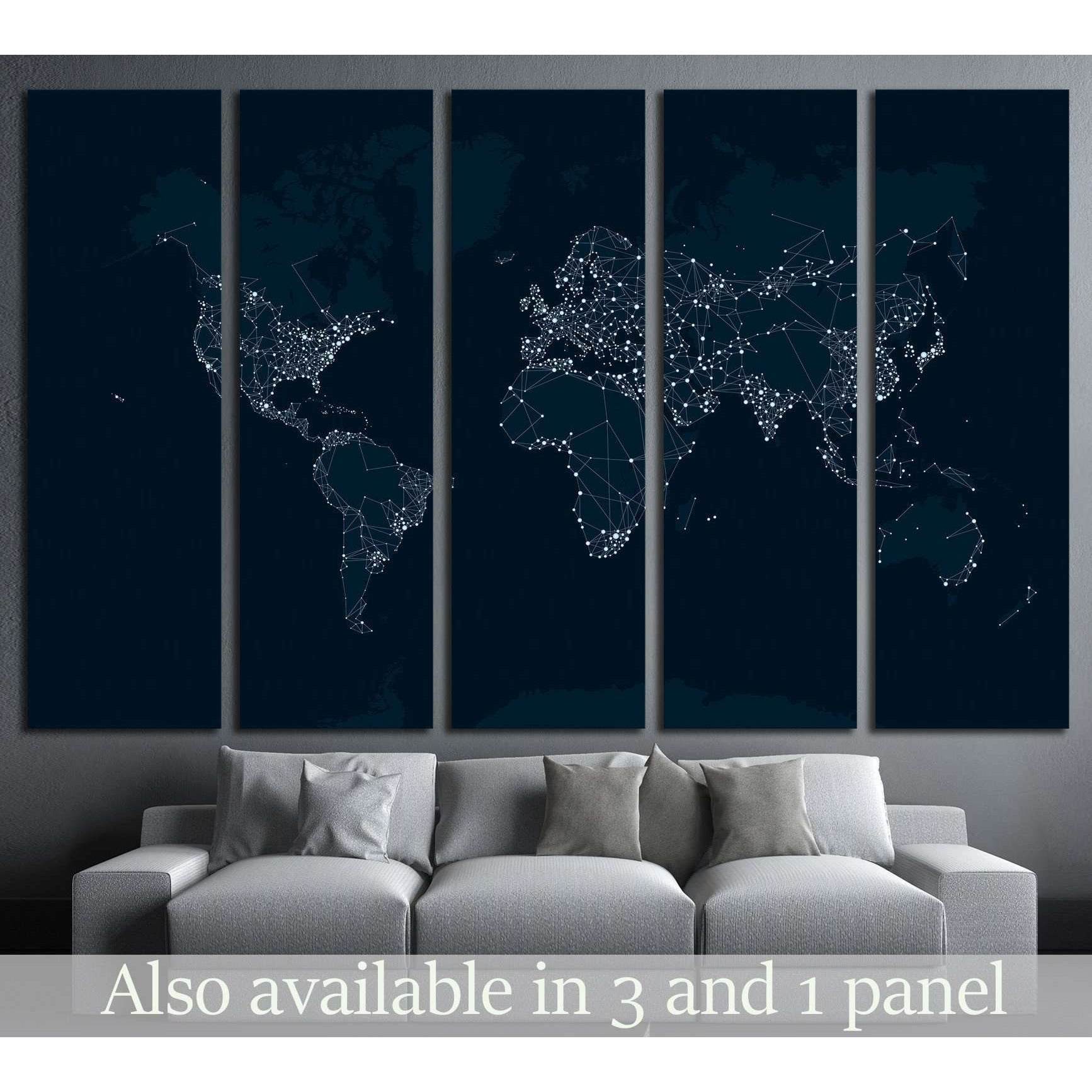 Communications Network Map Of The World №1931 Ready To Hang Canvas Pri Zellart Canvas Prints