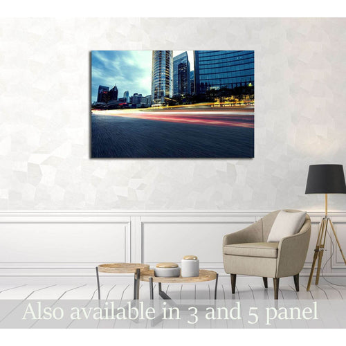 curved light trails on the city road in guangzhou №2943 Ready to Hang Canvas Print
