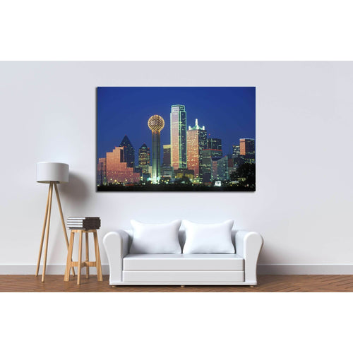 Dallas, TX skyline at night №2153 Ready to Hang Canvas Print