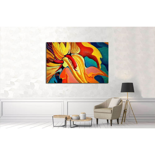 decorative flower painting by oil on canvas, illustration №2553 Ready to Hang Canvas Print