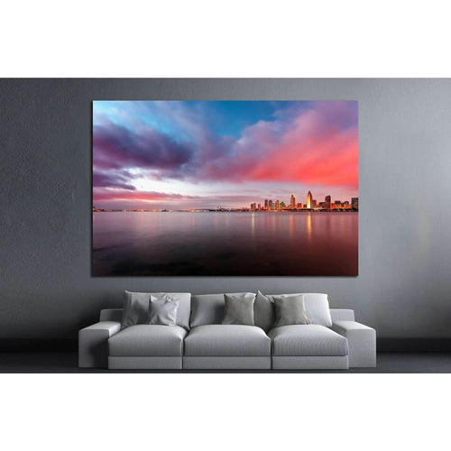 Downtown San Diego at night №1031 Ready to Hang Canvas Print