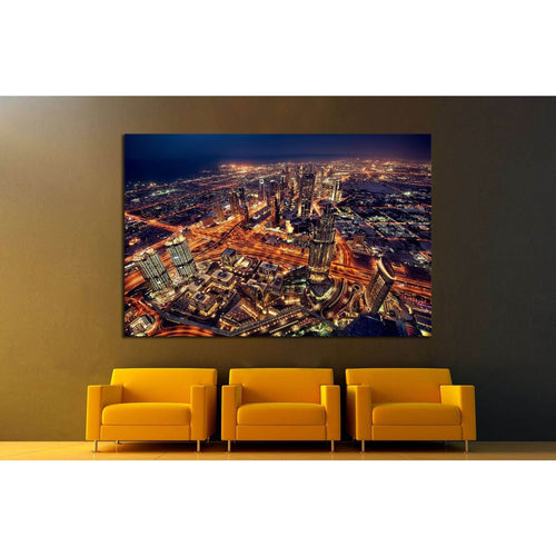 Dubai city lights. Night landscape №1437 Ready to Hang Canvas Print