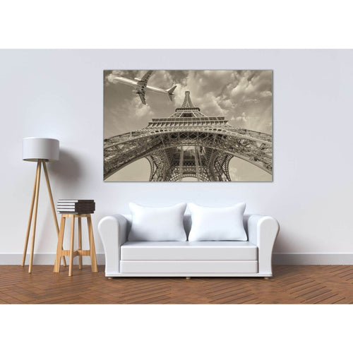 Eiffel Tower and Airplane №3005 Ready to Hang Canvas Print