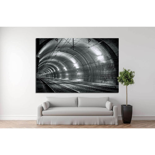 Empty subway tunnel №1310 Ready to Hang Canvas Print