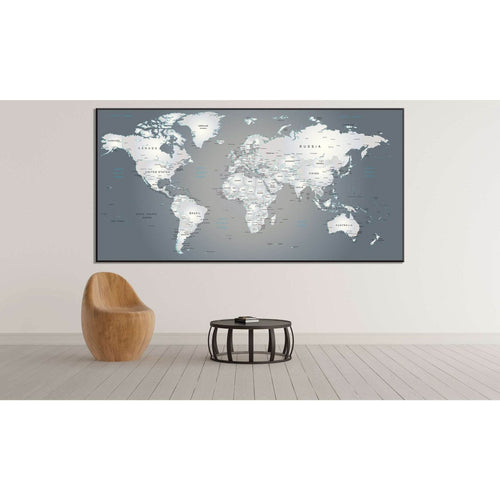 Extra Large World Map №883 Ready to Hang Canvas Print