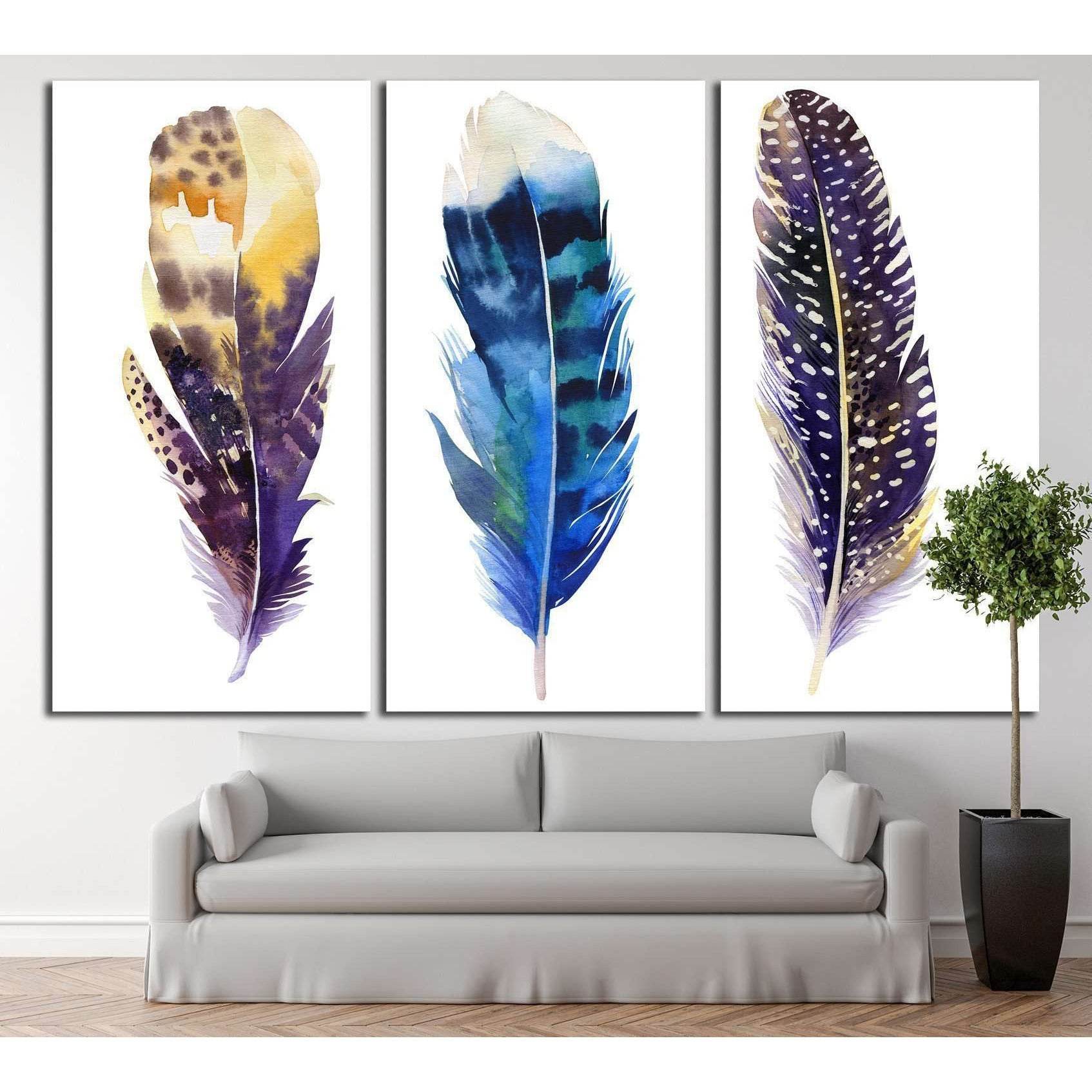 Boho feather set №733 Gallery Wrapped Canvas Art – Zellart